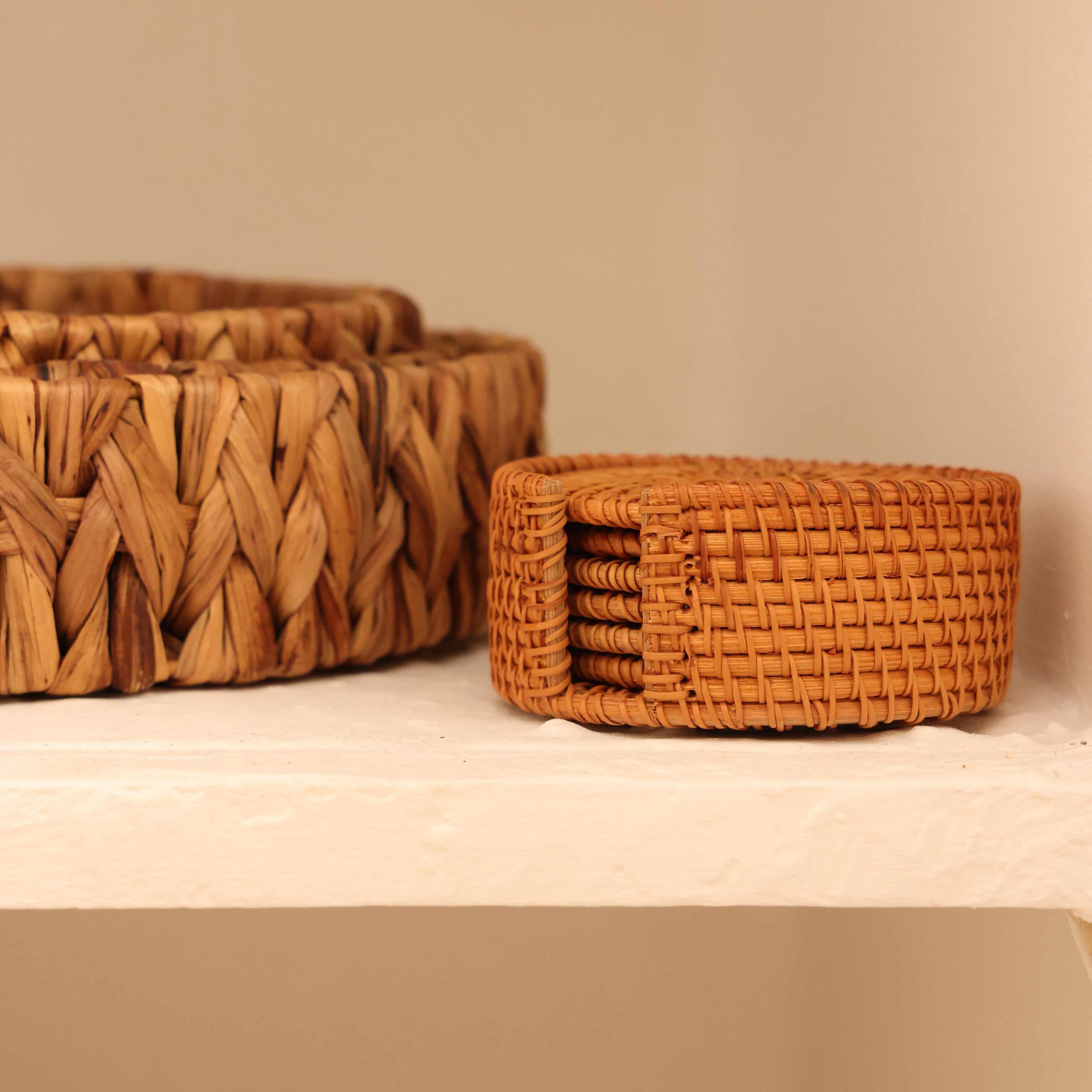 Touche Deco Handwoven Rattan Coasters - Set of 6