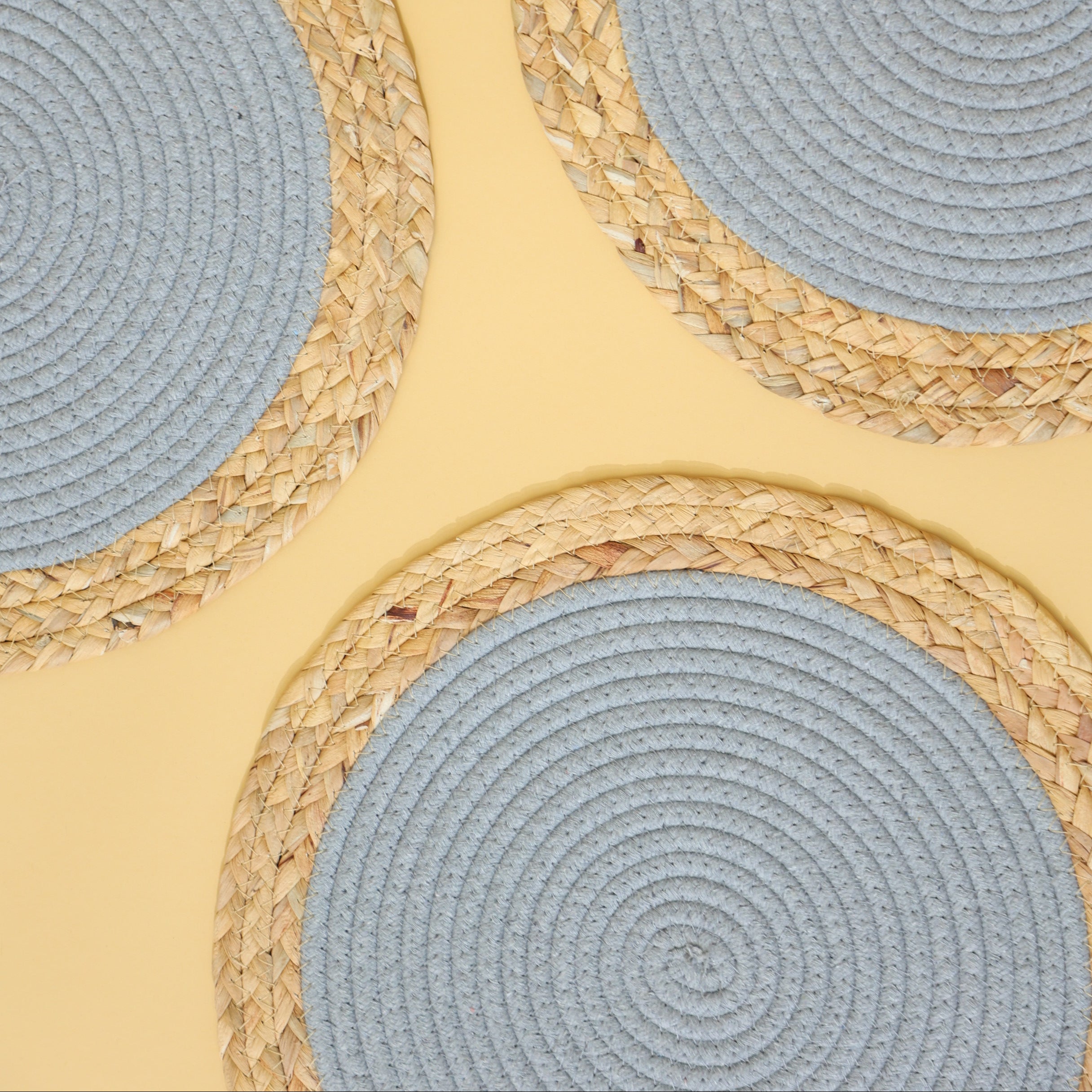 Touche Deco BohoSoft Placemats- Set of 3 - Ash/White