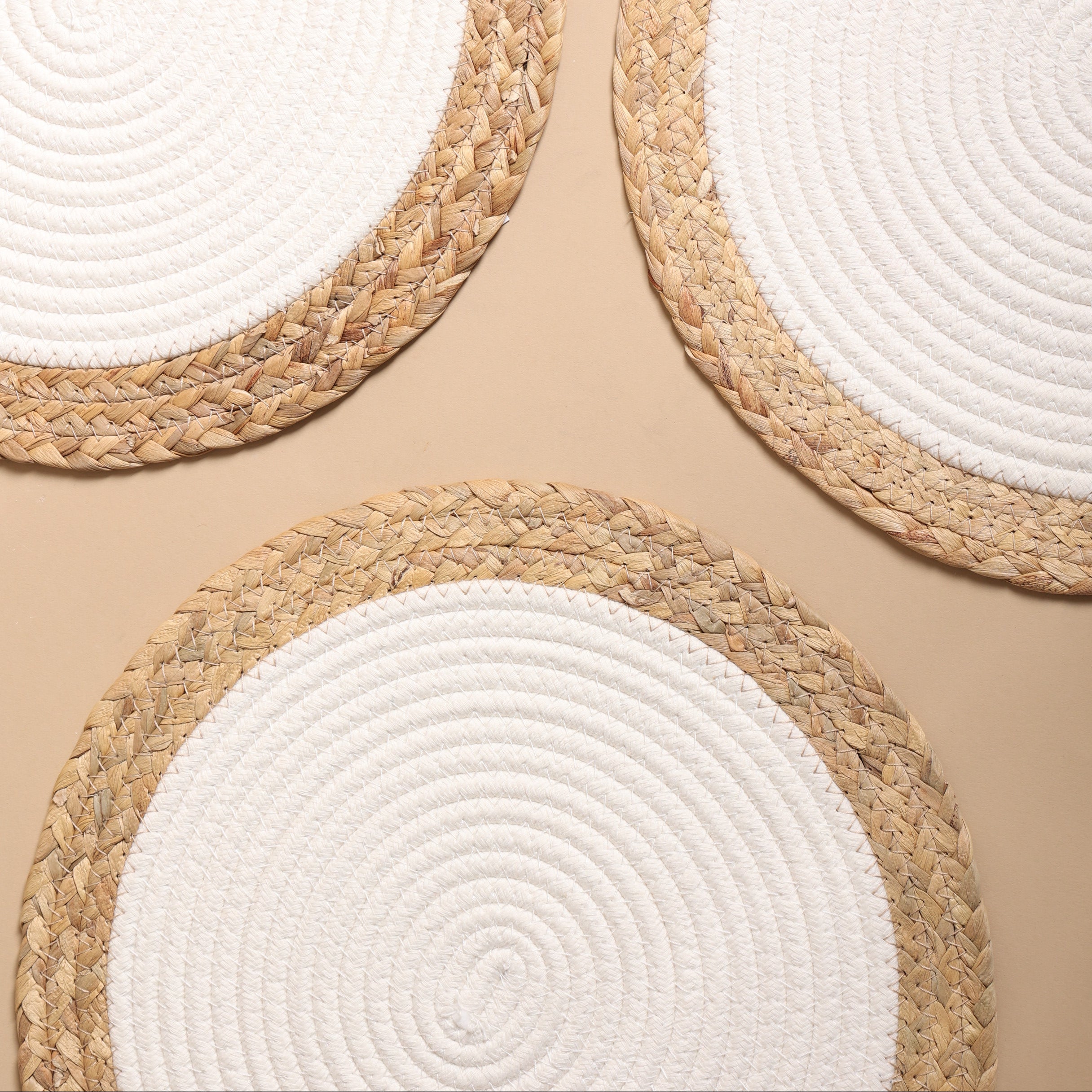 Touche Deco BohoSoft Placemats- Set of 3 - Ash/White