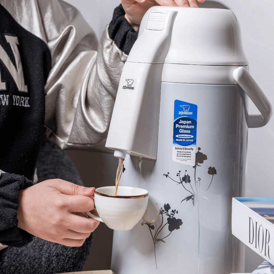 Zojirushi Insulated Glass Lined Beverage Dispenser Air Pot, VRKE - 2.2L/2.5L/3.0L - Cookette