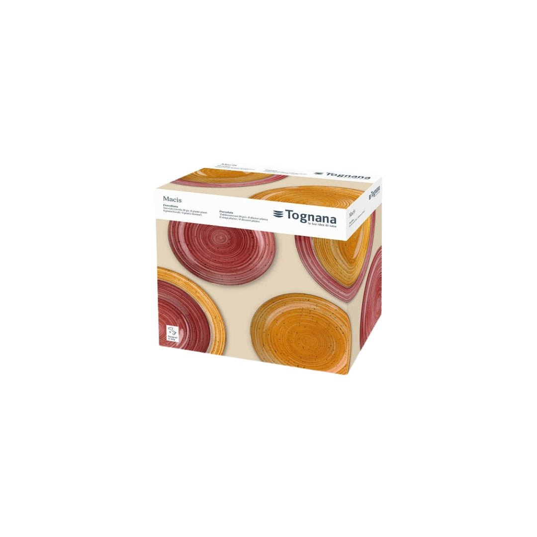 Tognana Macis 18-Piece Porcelain Dinnerware Set – Warm Multicolor - Cookette