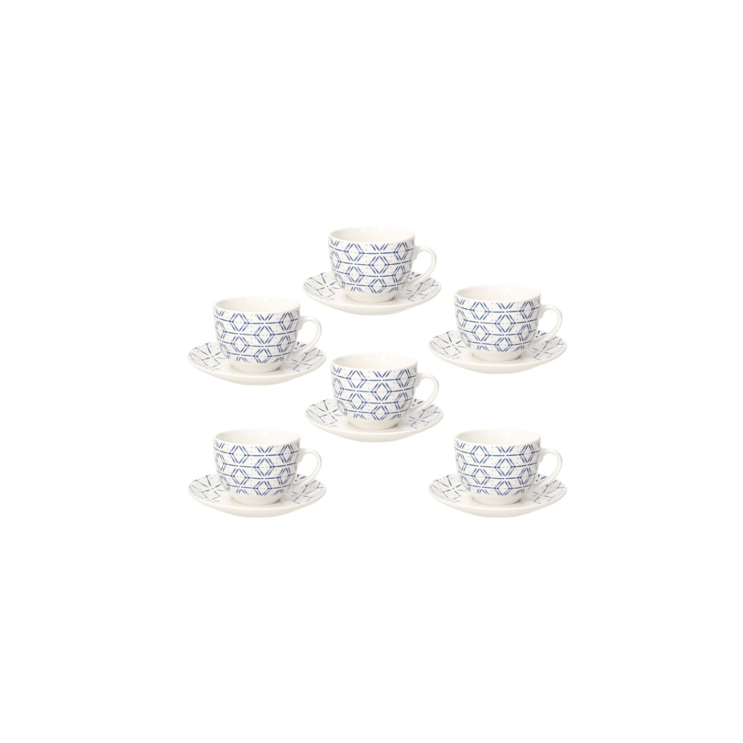 Tognana Metropolis "Down Town" Tea Cup and Saucer Set – 6 Pieces - Cookette