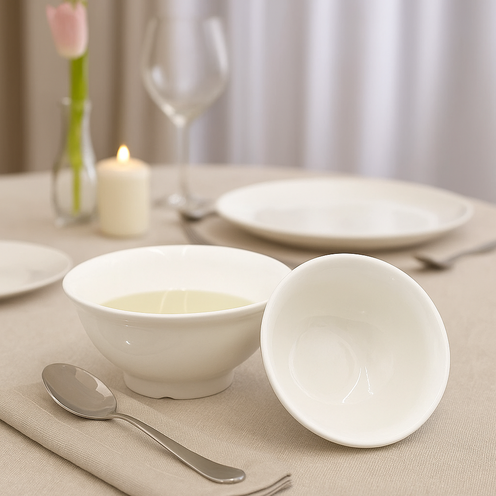 AJ Porcelain 7.25/9.25 Inches Bowl – Premium Quality Ceramic Whiteware for Soups, Noodles