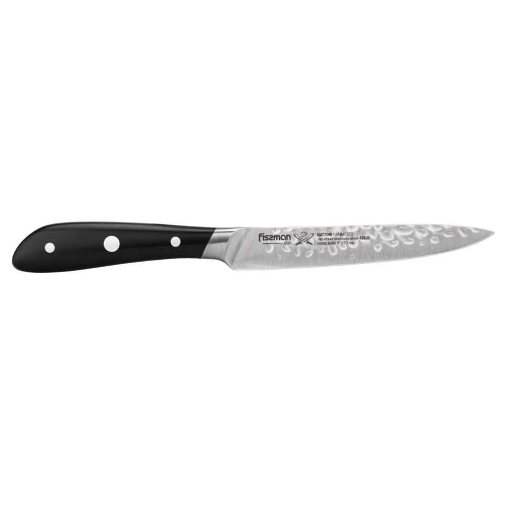 Fissman 5" Utility Knife Hattori Hammered 420J2 Steel