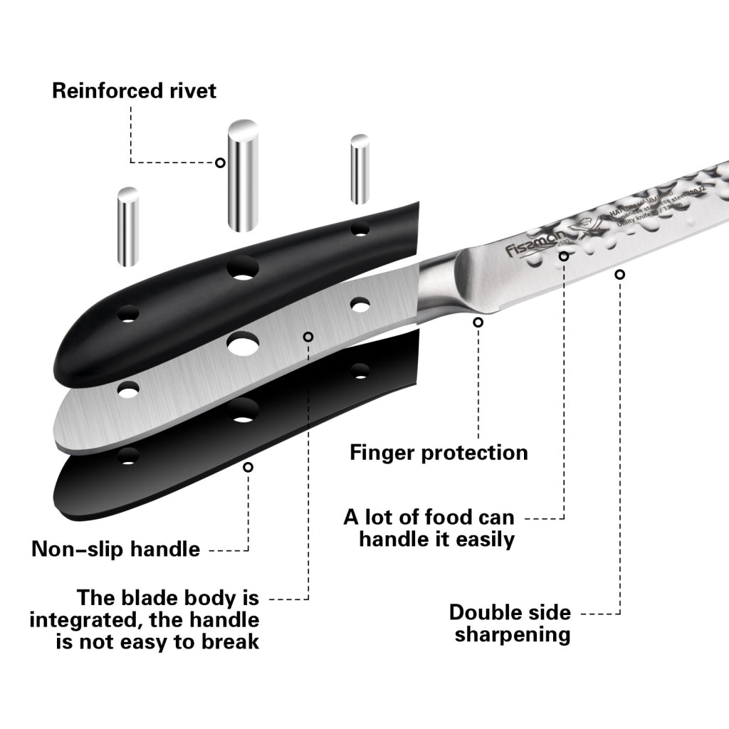 Fissman 5" Utility Knife Hattori Hammered 420J2 Steel