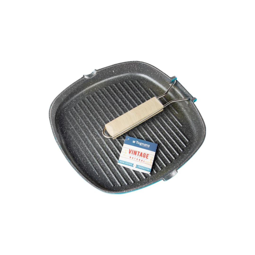 Tognana Vintage Line Square Grill Pan with Foldable Handle 28x28 cm – Multicolor