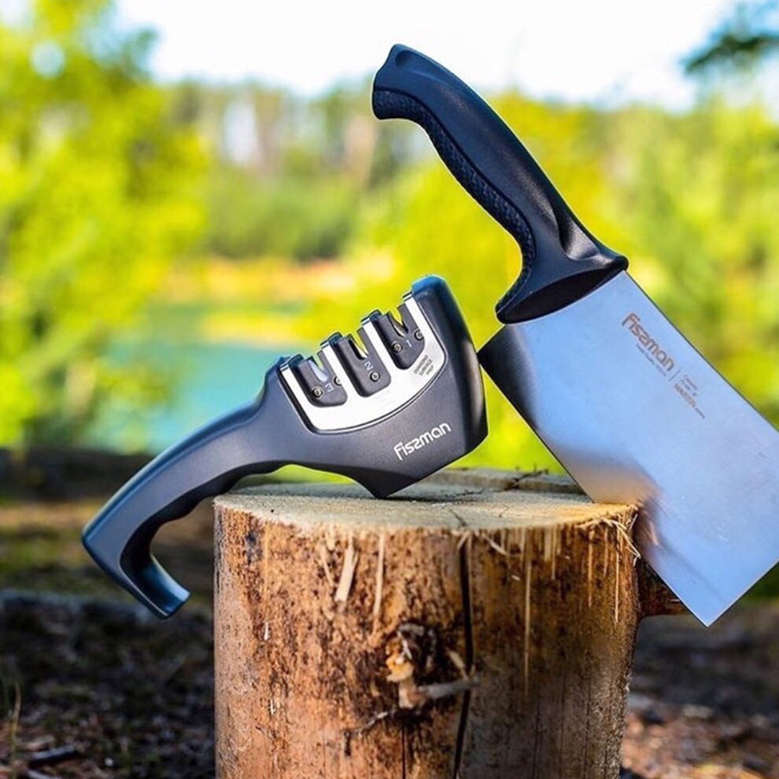 Fissman Knife sharpener 21x5x7 cm BLACK for three-step sharpening (ceramic, carbide, diamond)