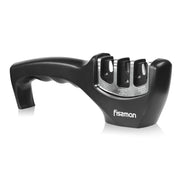 Fissman Knife sharpener 21x5x7 cm BLACK for three-step sharpening (ceramic, carbide, diamond)