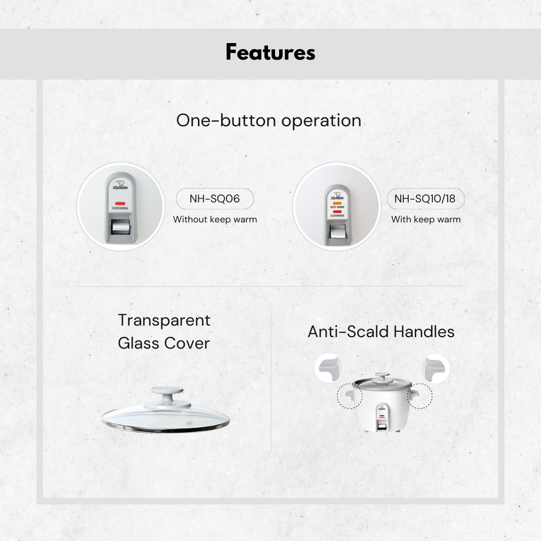 طباخ الأرز الإلكتروني والبخاري من Zojirushi، NH-SQ 0.6 لتر/1.0 لتر/1.8 لتر