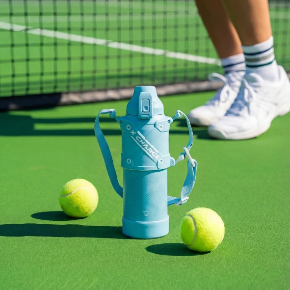 Zojirushi SD-HA bottle being used at tennis court.