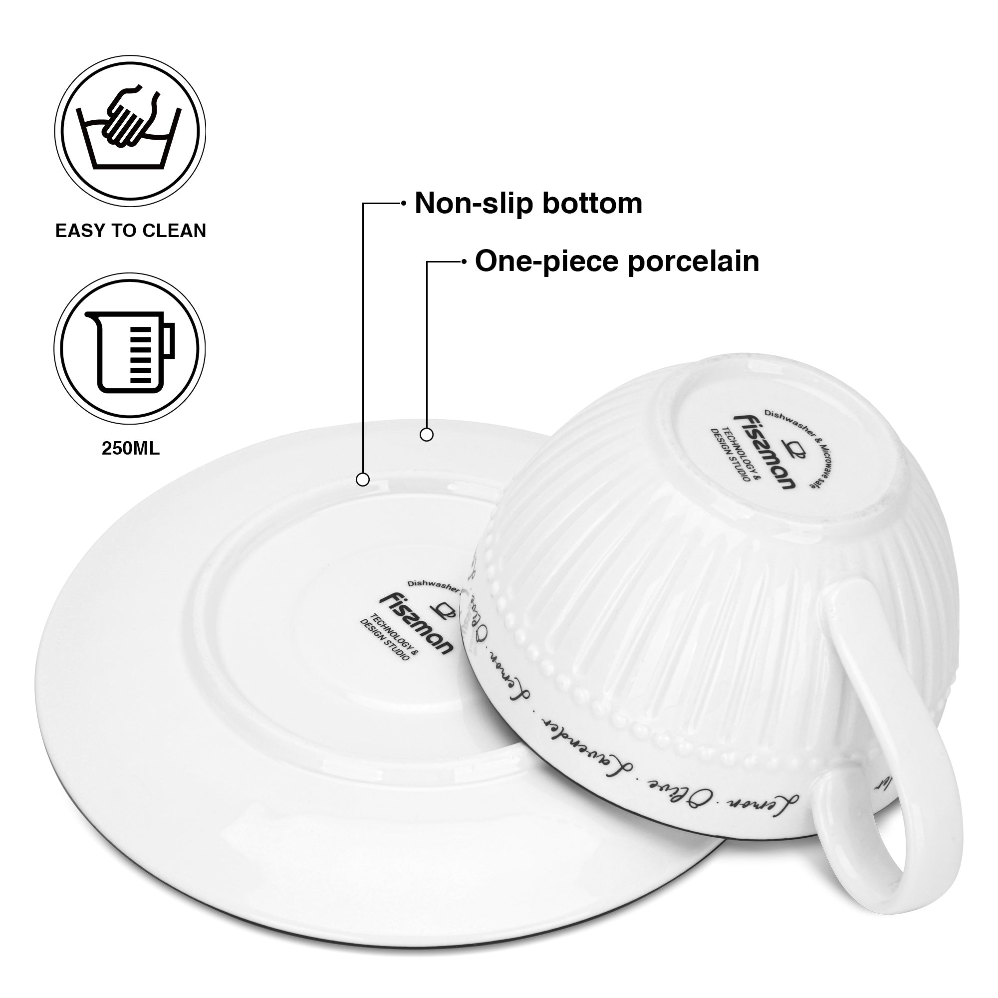 Fissman Set of 2 cups PROVENCE 250 ml with saucers (porcelain)