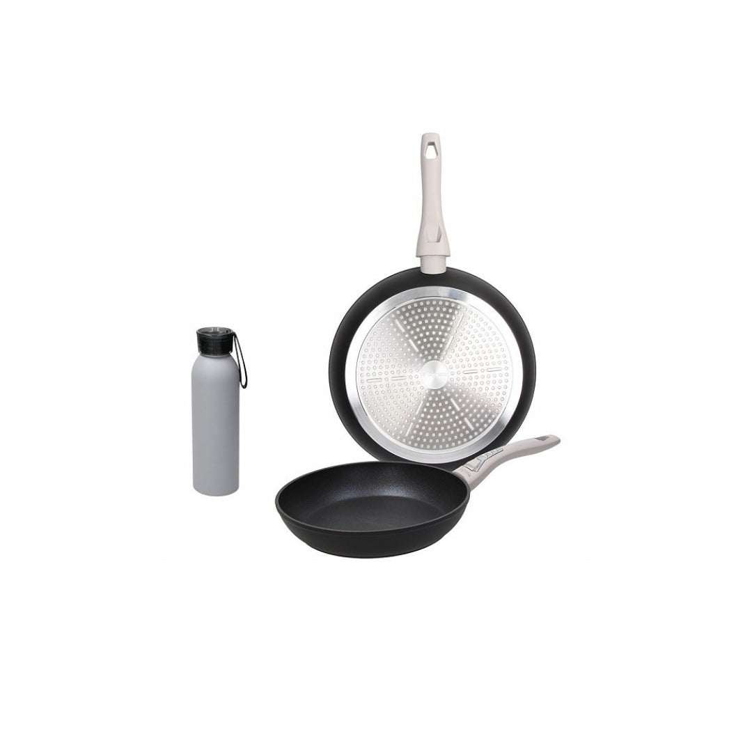 Tognana Love Planet 3-Piece Set – 2 Frying Pans + 1 Eco Bottle (Coral/Grey/Ocean) - Cookette