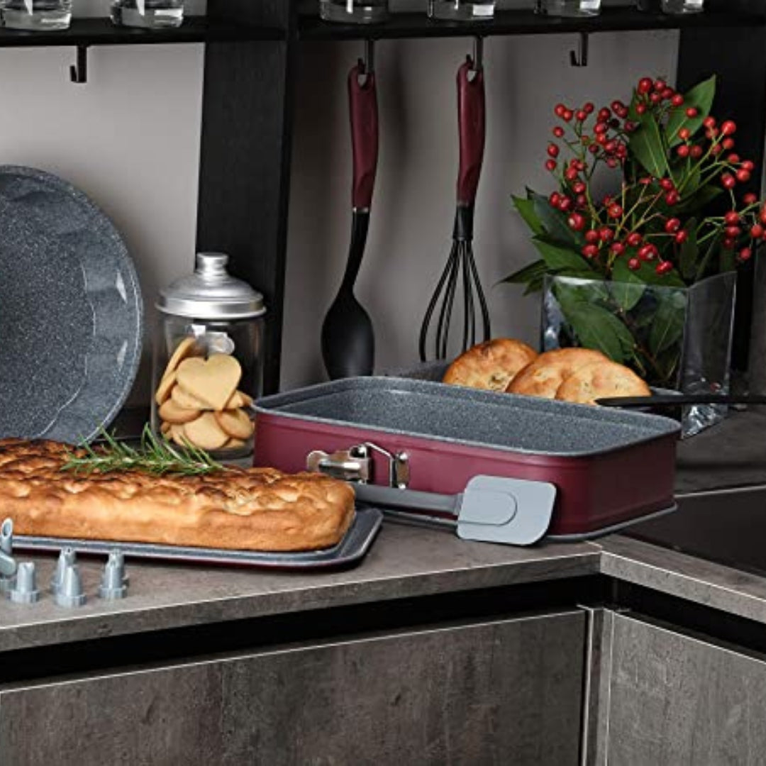 Tognana Non-Stick Mould (Springform, Rectangular, Flat Surface, Grey, Red, Carbon Steel - Cookette