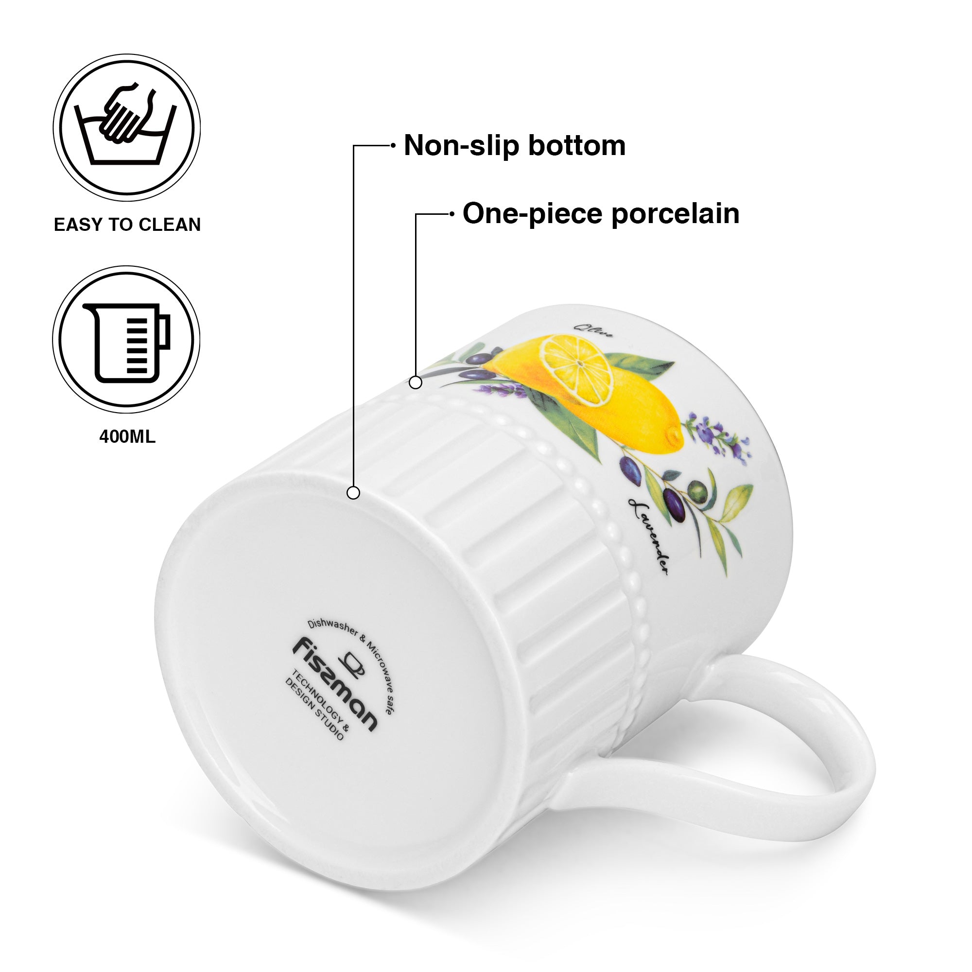 Fissman Set of 2 mugs PROVENCE 400 ml (porcelain)