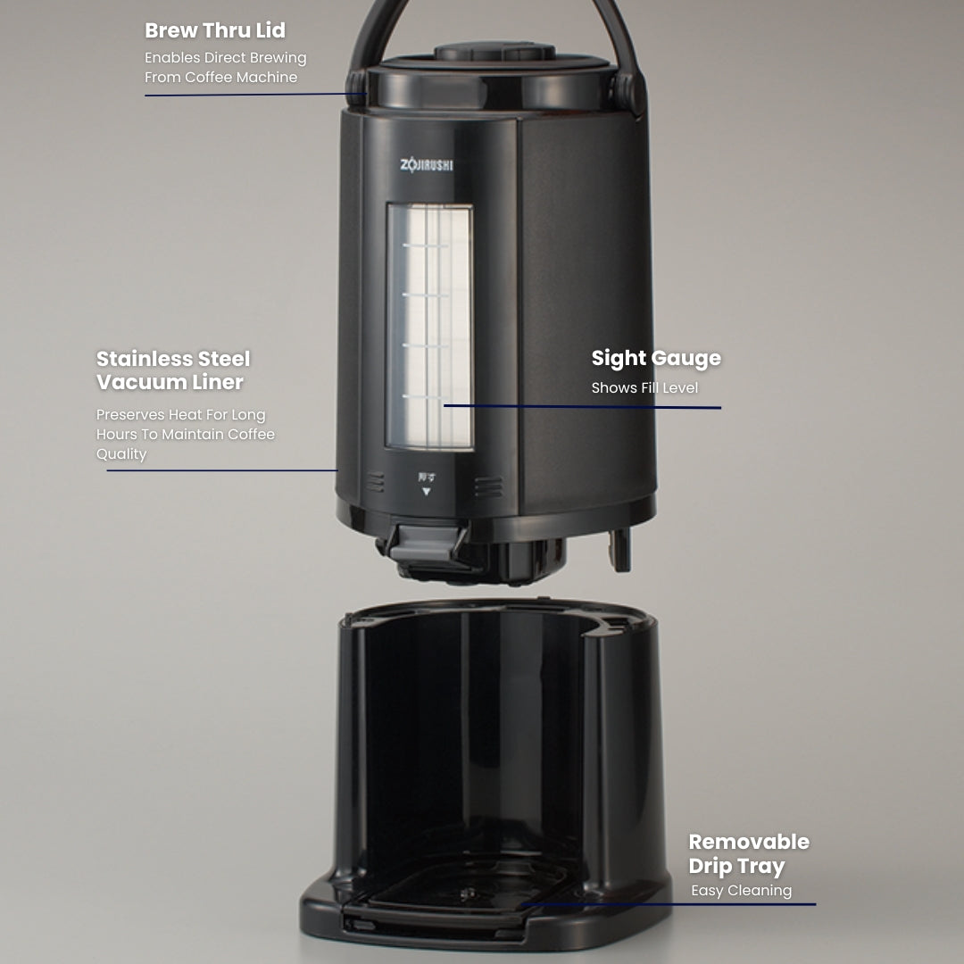 Zojirushi SY-AJ25-BA 2.5L Vacuum Beverage Dispenser – Hot & Cold Insulated, Leak-Resistant Gravity Pot, Durable & Portable Design