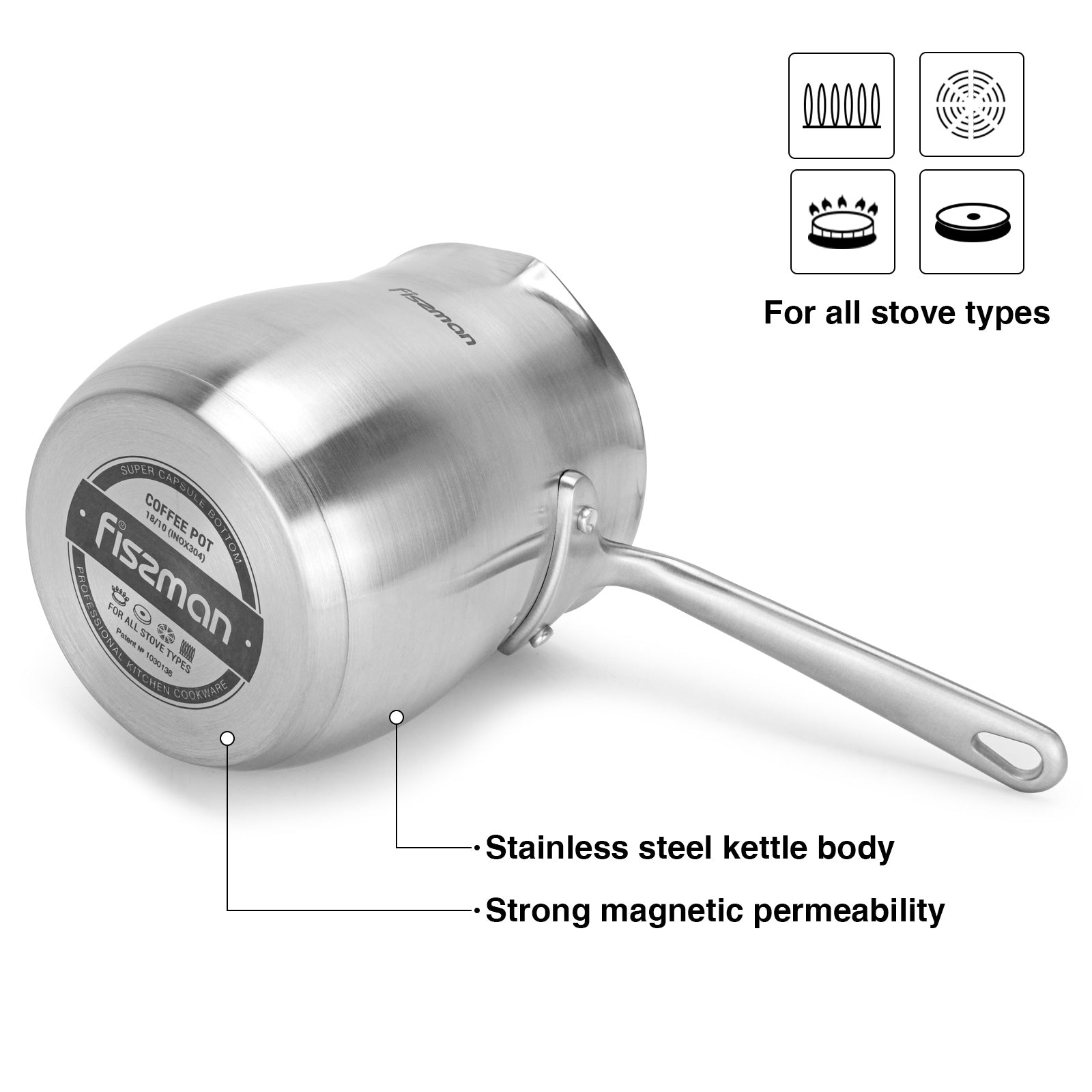 Fissman Turkish coffee pot 530 ml with induction bottom (stainless steel)