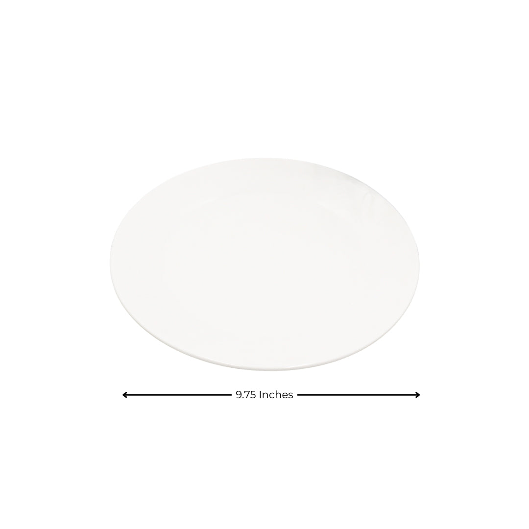 AJ Porcelain 8/9.75/12 Inches Flat Plate – Classic White Ceramic Tableware for Cafes, Restaurants & Home Use | Durable & Easy to Clean