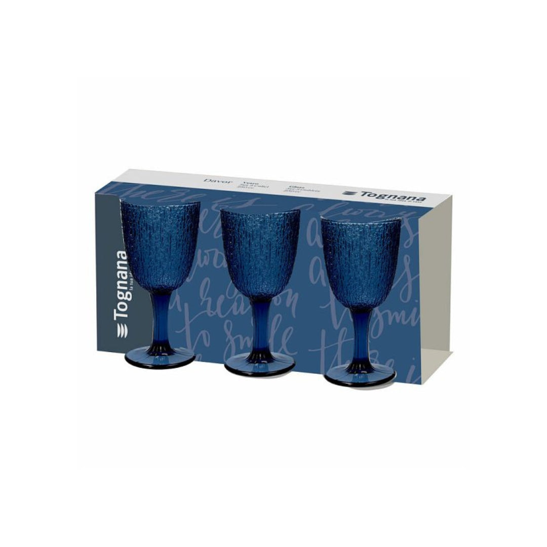 Tognana Davor - Set 3 Goblets Glass Blue/Grey