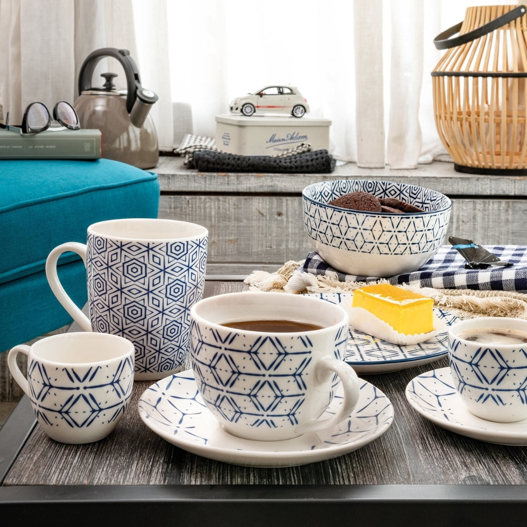 Tognana Metropolis "Down Town" Tea Cup and Saucer Set – 6 Pieces - Cookette