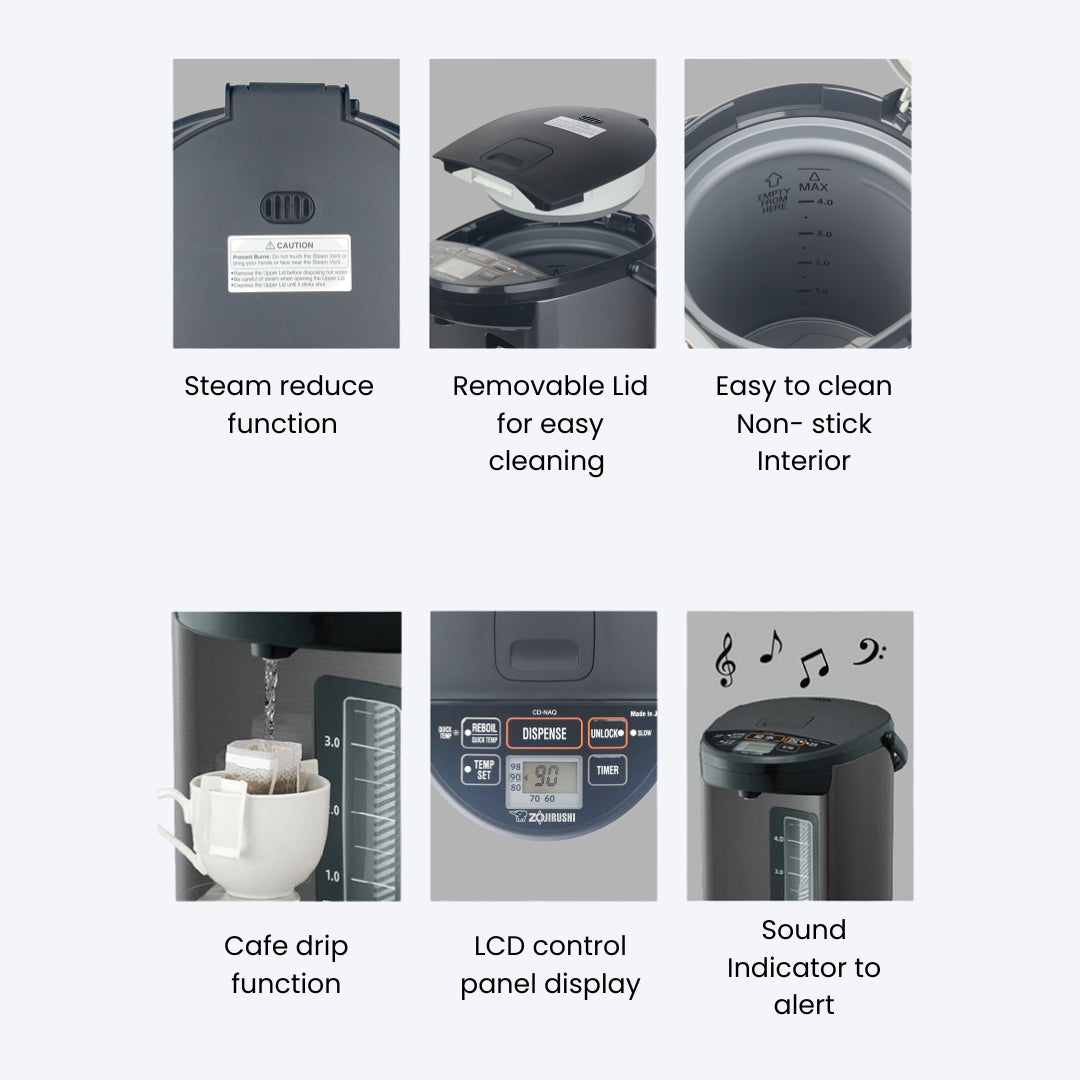 Zojirushi Electric Water Dispenser CD-NAQ50-BM – Hot & Cold, Leak-Proof, Durable, Easy-to-Use Water Boiler