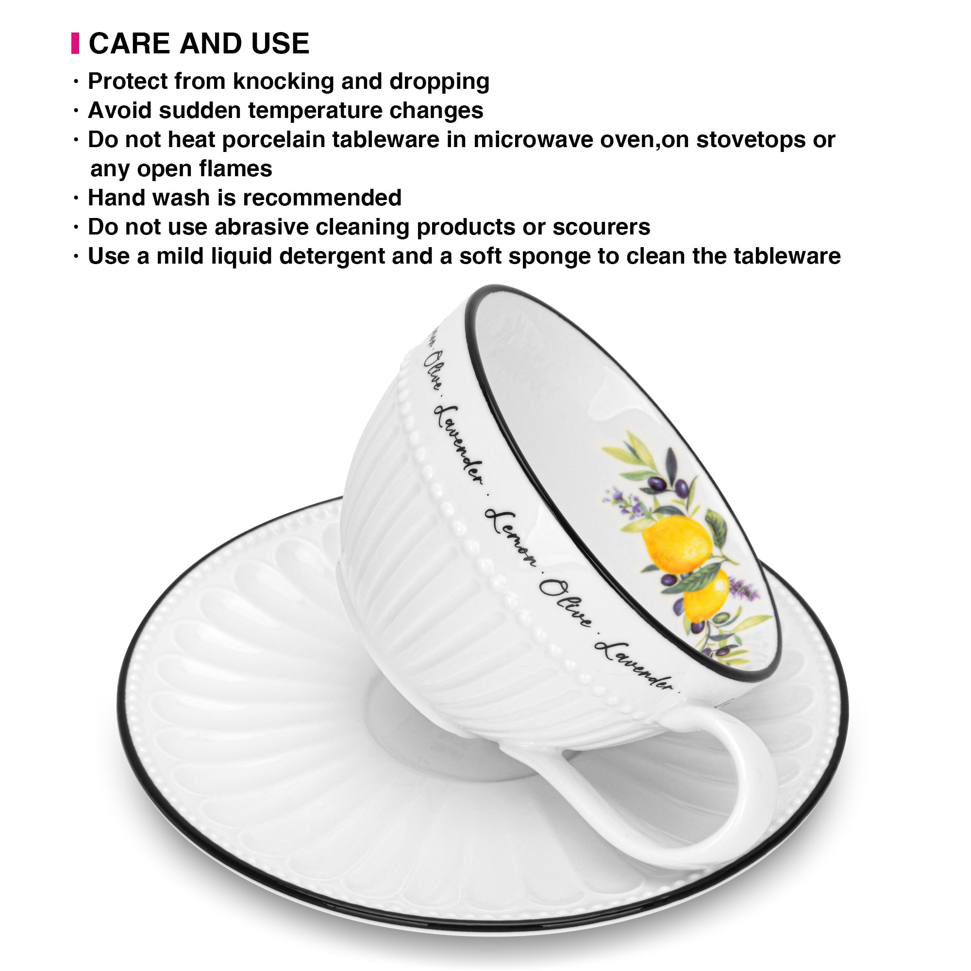 Fissman Set of 2 cups PROVENCE 250 ml with saucers (porcelain)