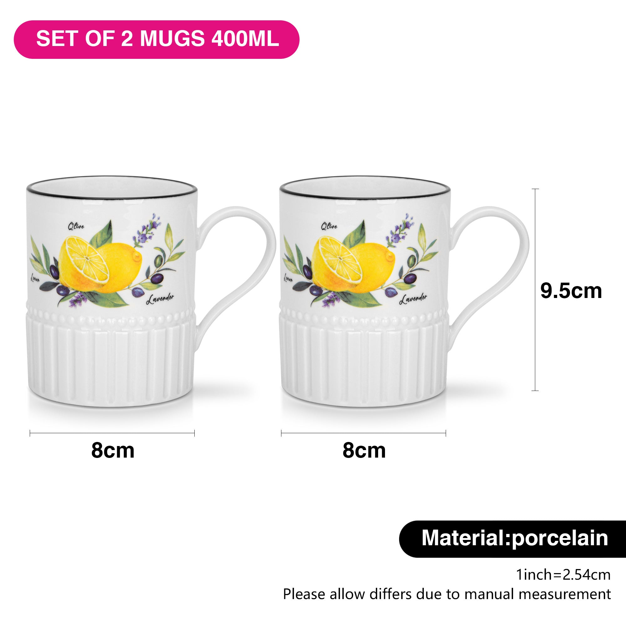Fissman Set of 2 mugs PROVENCE 400 ml (porcelain)