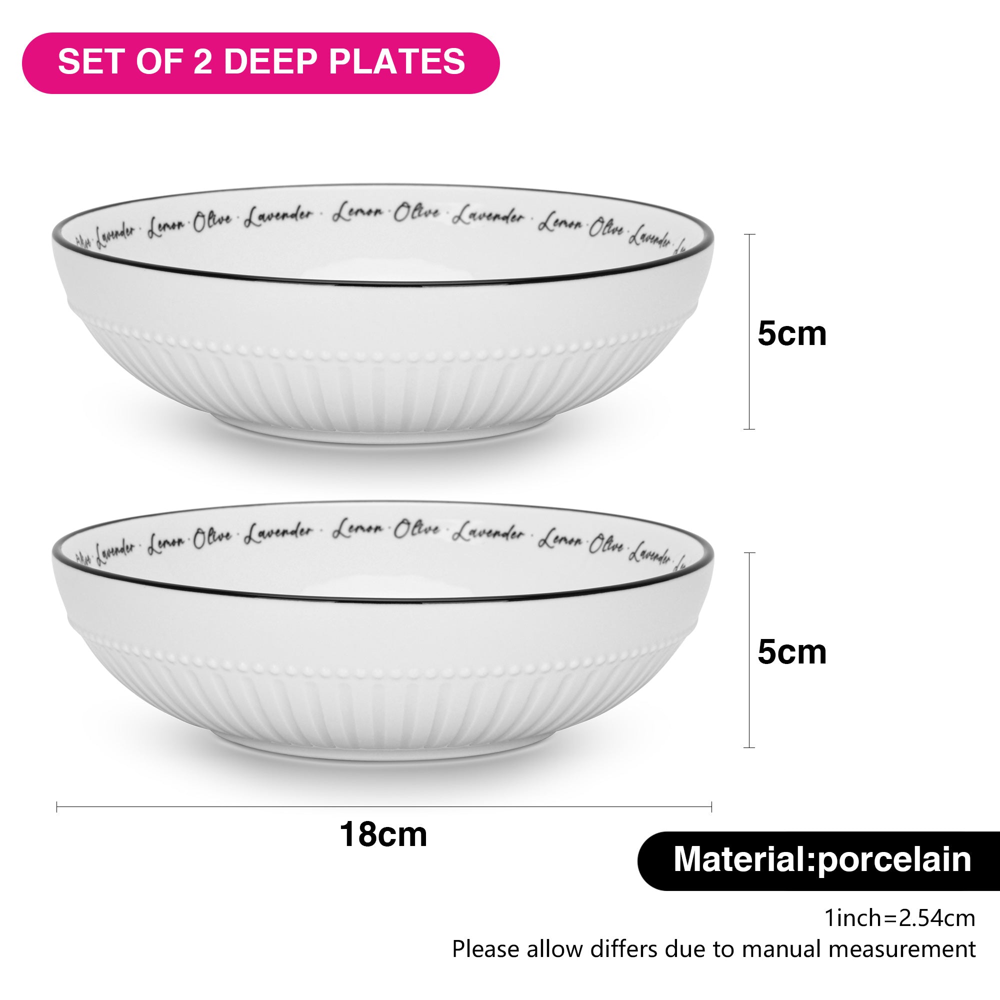 Fissman Set of 2 deep plates PROVENCE 18 cm (porcelain)