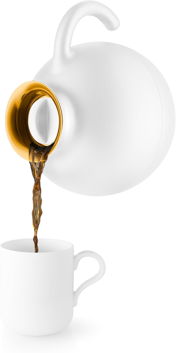 Eva Solo 502712 Vacuum Jug Globe 1L White - 2 Rim Silver & Gold