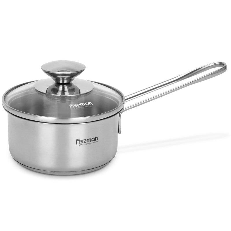Fissman Bambino Saucepan with glass lid 14x6.5 cm / 0.9 LTR (stainless steel)