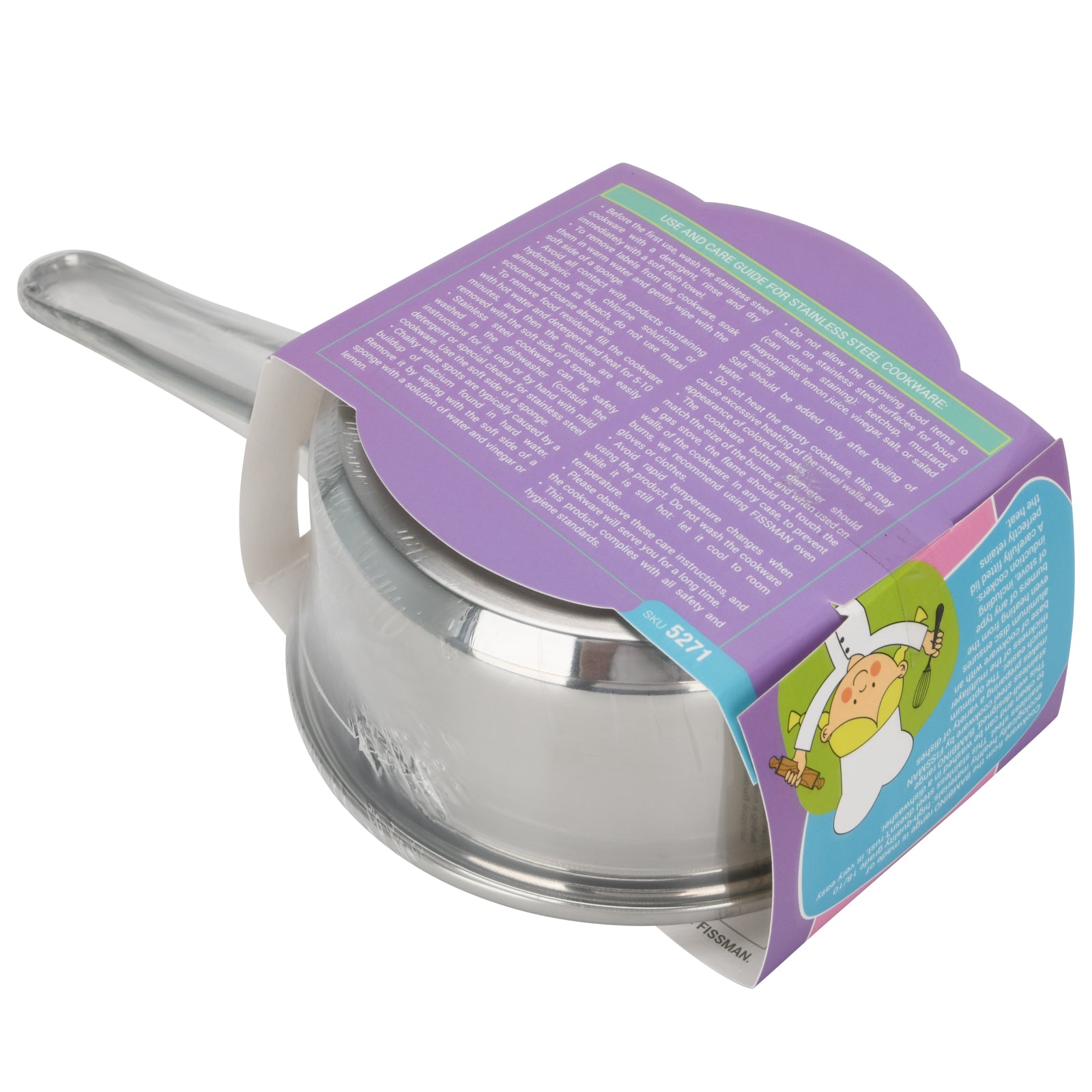 Fissman Bambino Saucepan with glass lid 14x6.5 cm / 0.9 LTR (stainless steel)