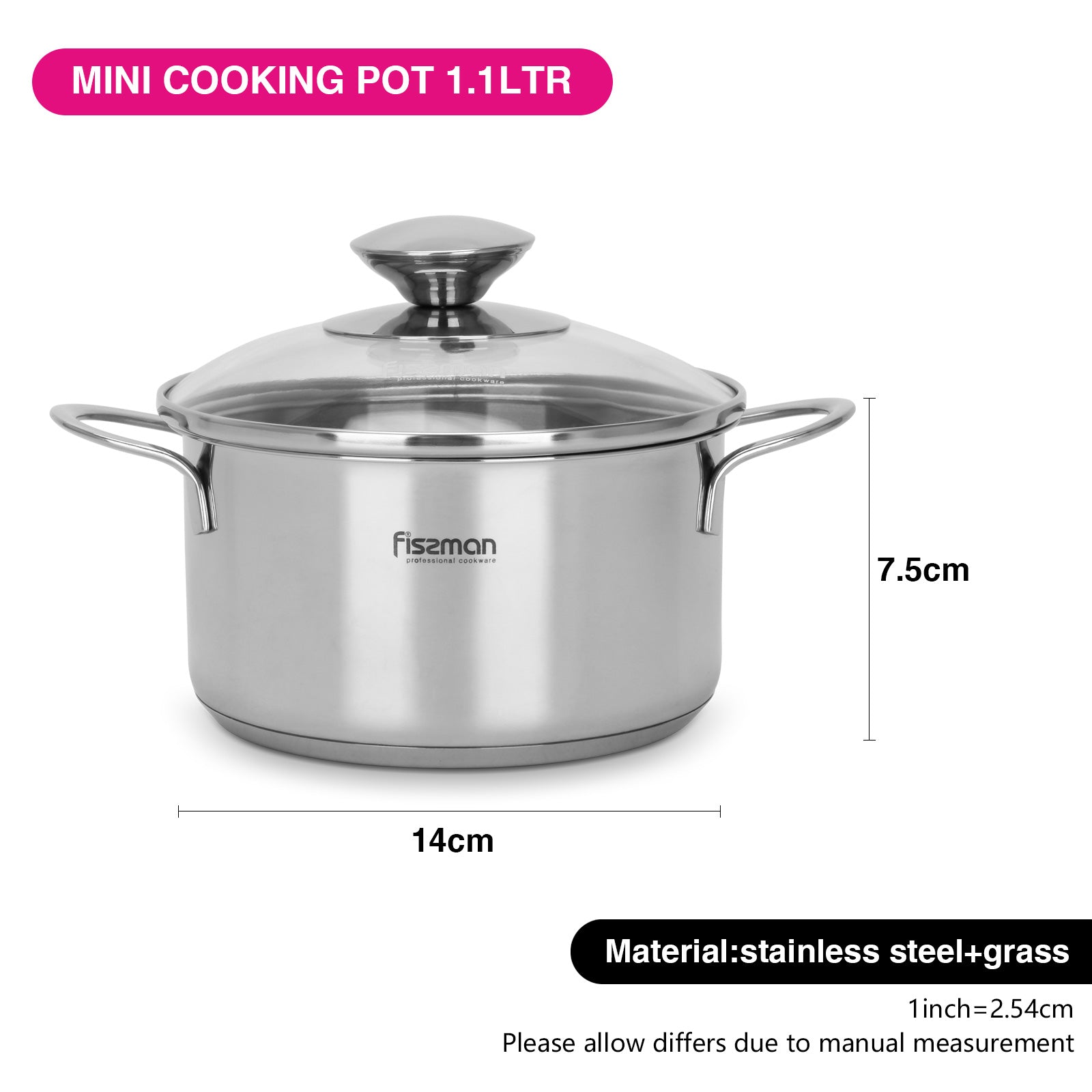 Fissman Saucepot With Lid 14cm/1.1LTR Bambino Series Stainless Steel
