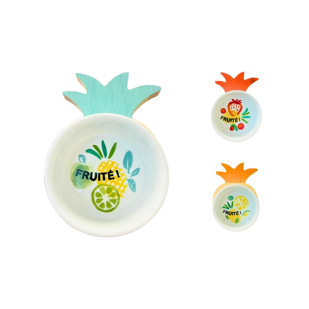 3-Piece Porcelain Appetizer Bowl Set with Wooden Tray | Elegant Serving Set for Appetizers, Snacks, and Desserts