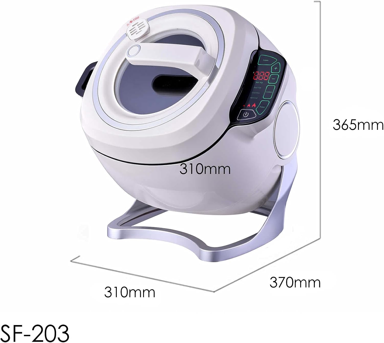 Crownline SF-203 Automatic Stir-Fryer with 6L pot capacity dimension-Cookette