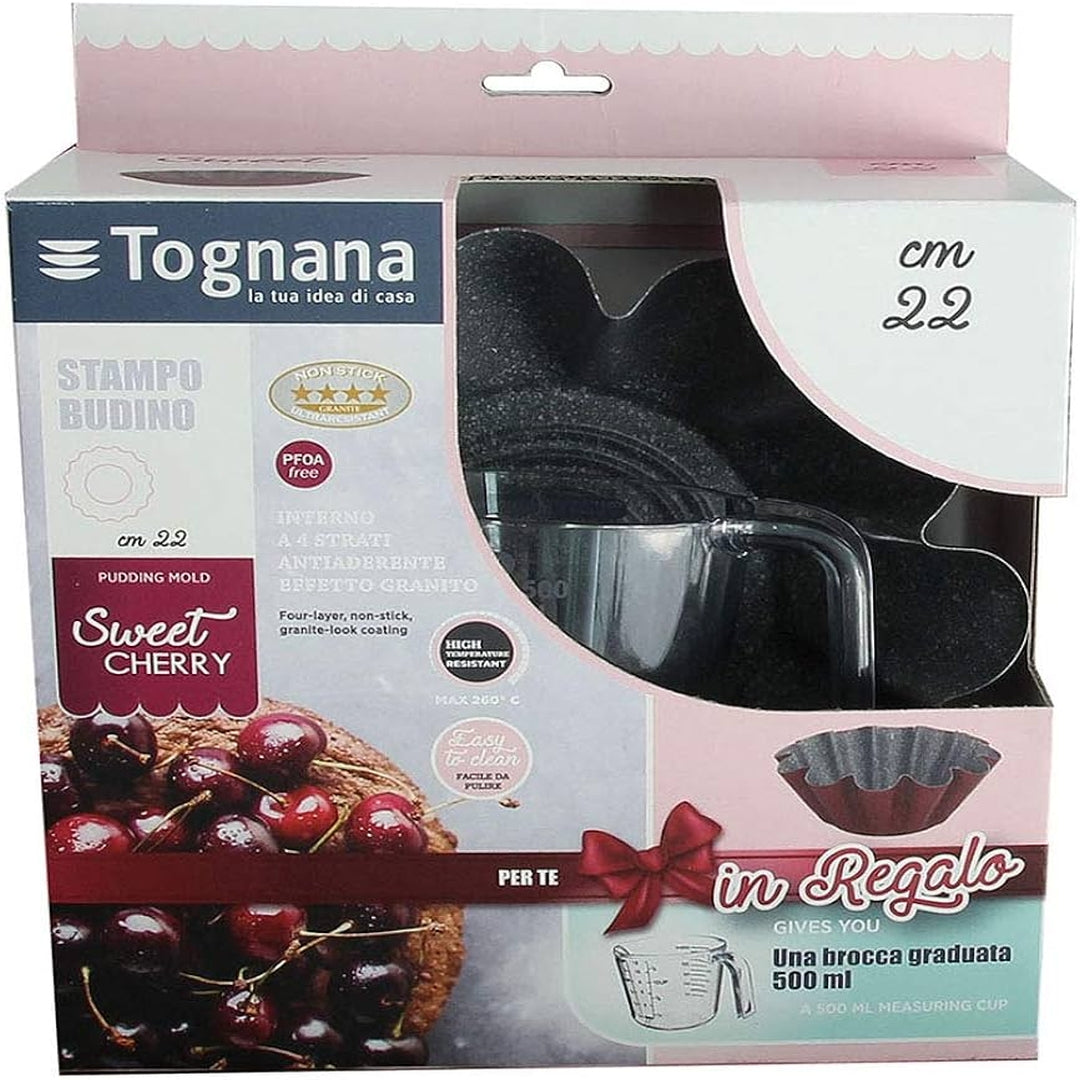 Tognana Non-Stick Carbon Steel Bakeware/Baking Pan -Set Pudding Cm22+Jug 500Ml Sweet Cherry