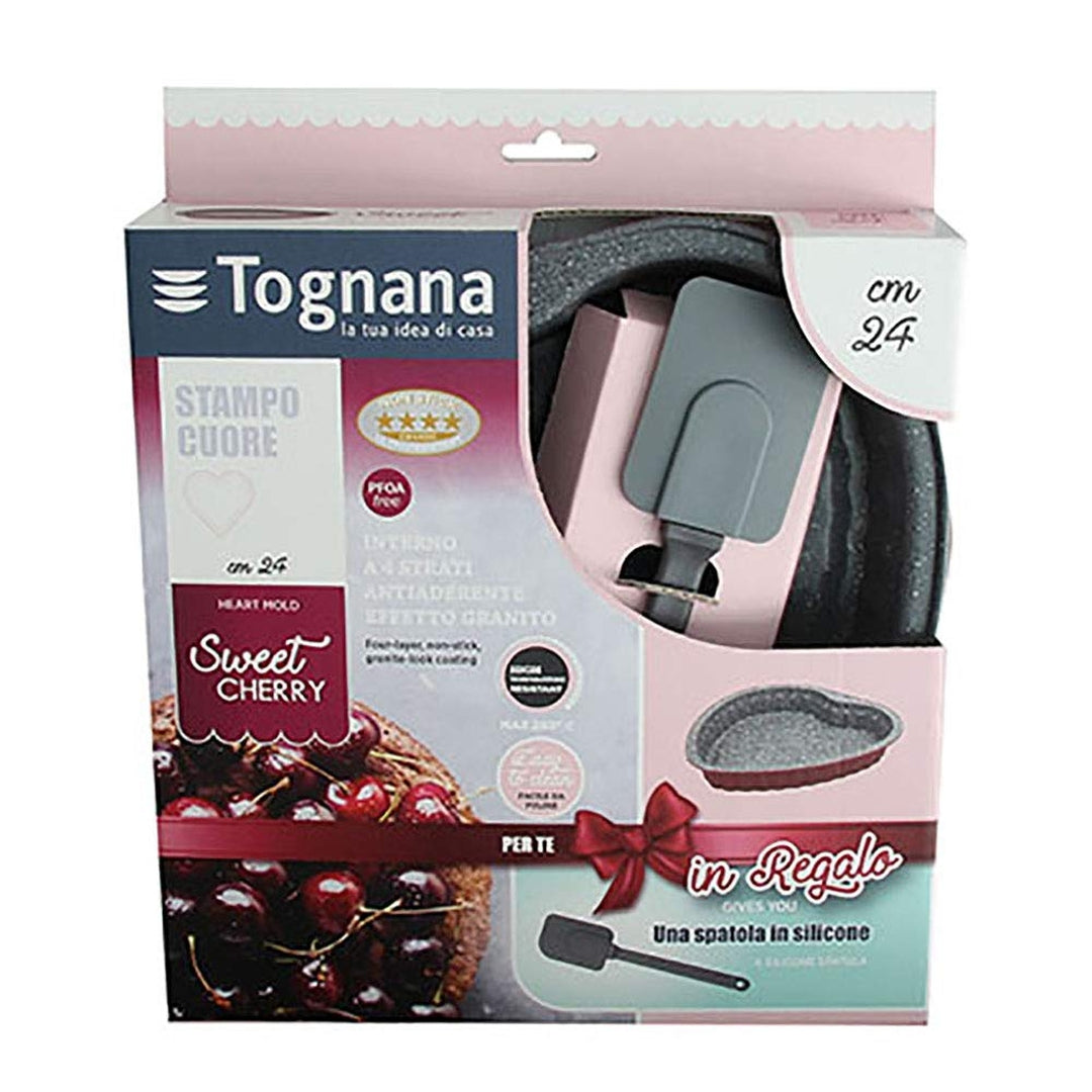 Tognana Carbon Steel Bakeware Set/Baking Pan Set Heart Cm 24+Spatula - Sweet Cherry - Cookette