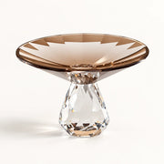 Touche Deco Luna caramel hand faceted crystal decorative pedestal bowl front view
