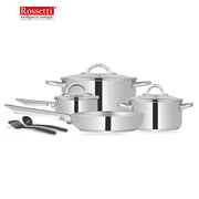 Rossetti Toscana 9-Piece Stainless Steel Cookware Set with Nylon Tools – Induction Ready, Mirror Polish Pots & Pans (Model 1386)