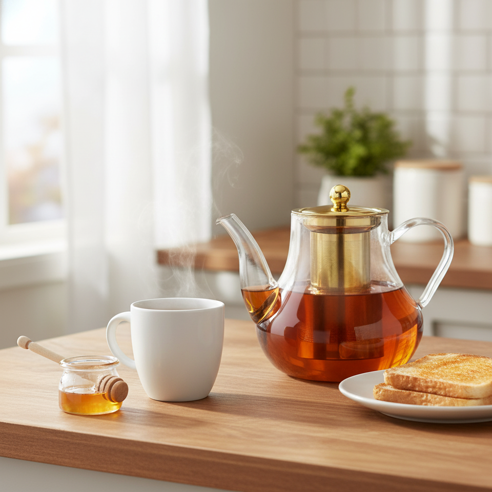 Fissman 1200ml Glass Teapot with Infuser - Large Borosilicate Pot