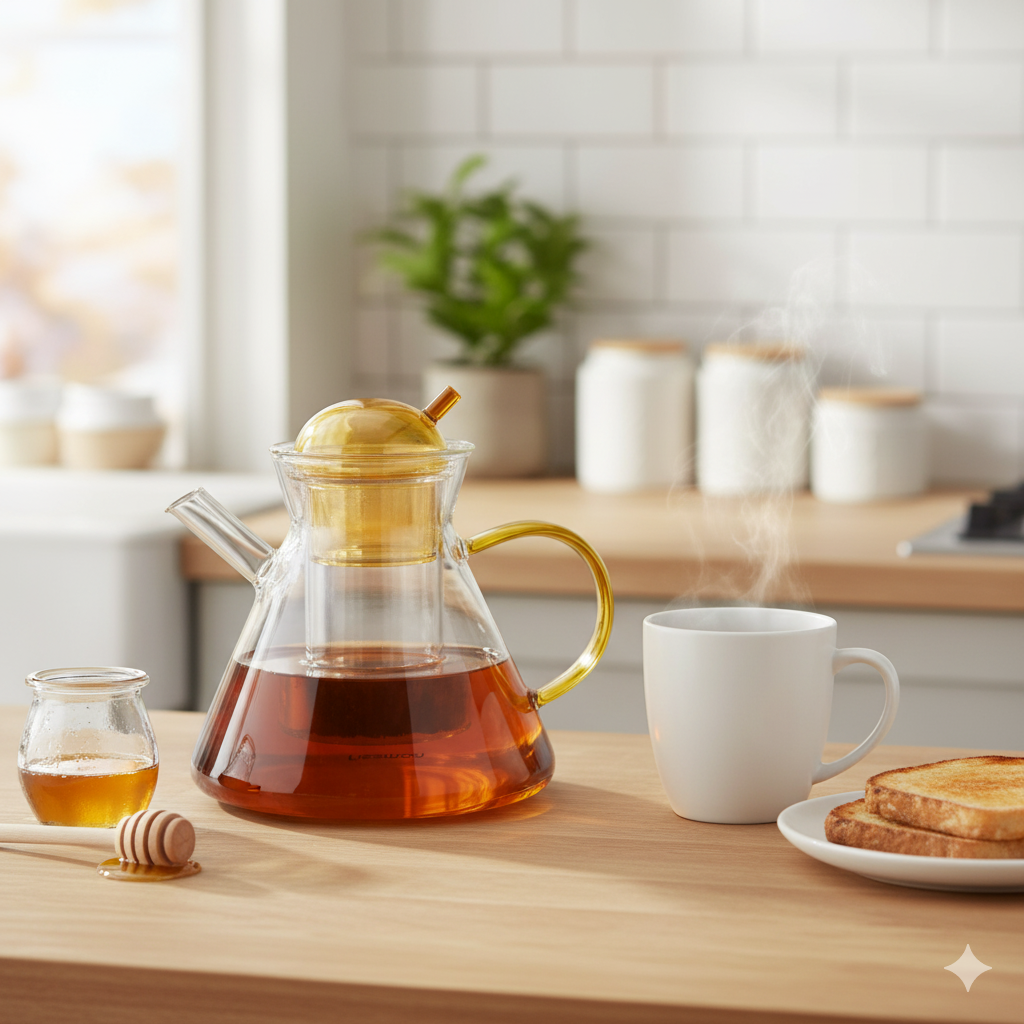 Fissman teapot, tea inside 
