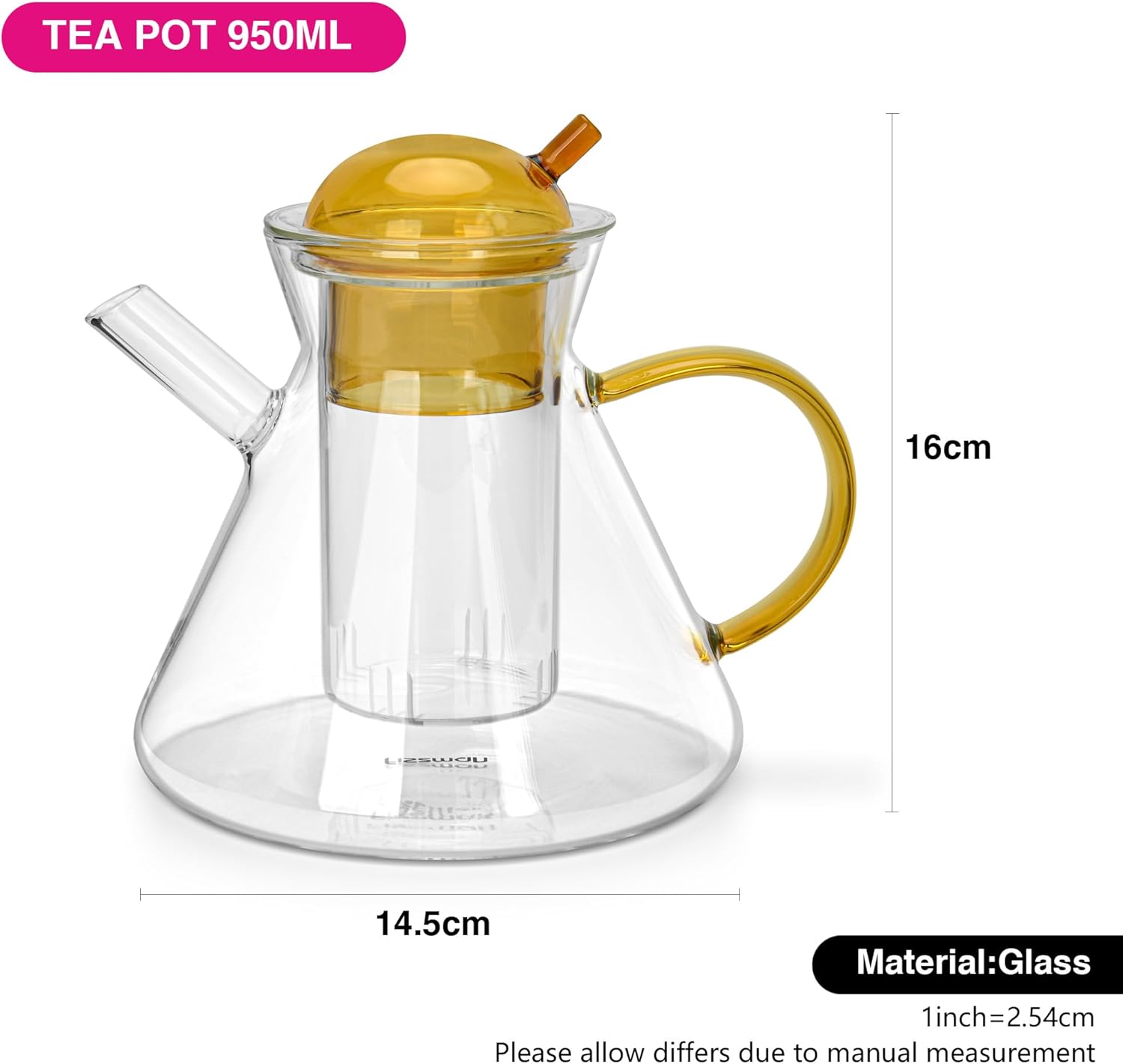 Fissman 950ml Borosilicate Glass Teapot with Infuser Filter