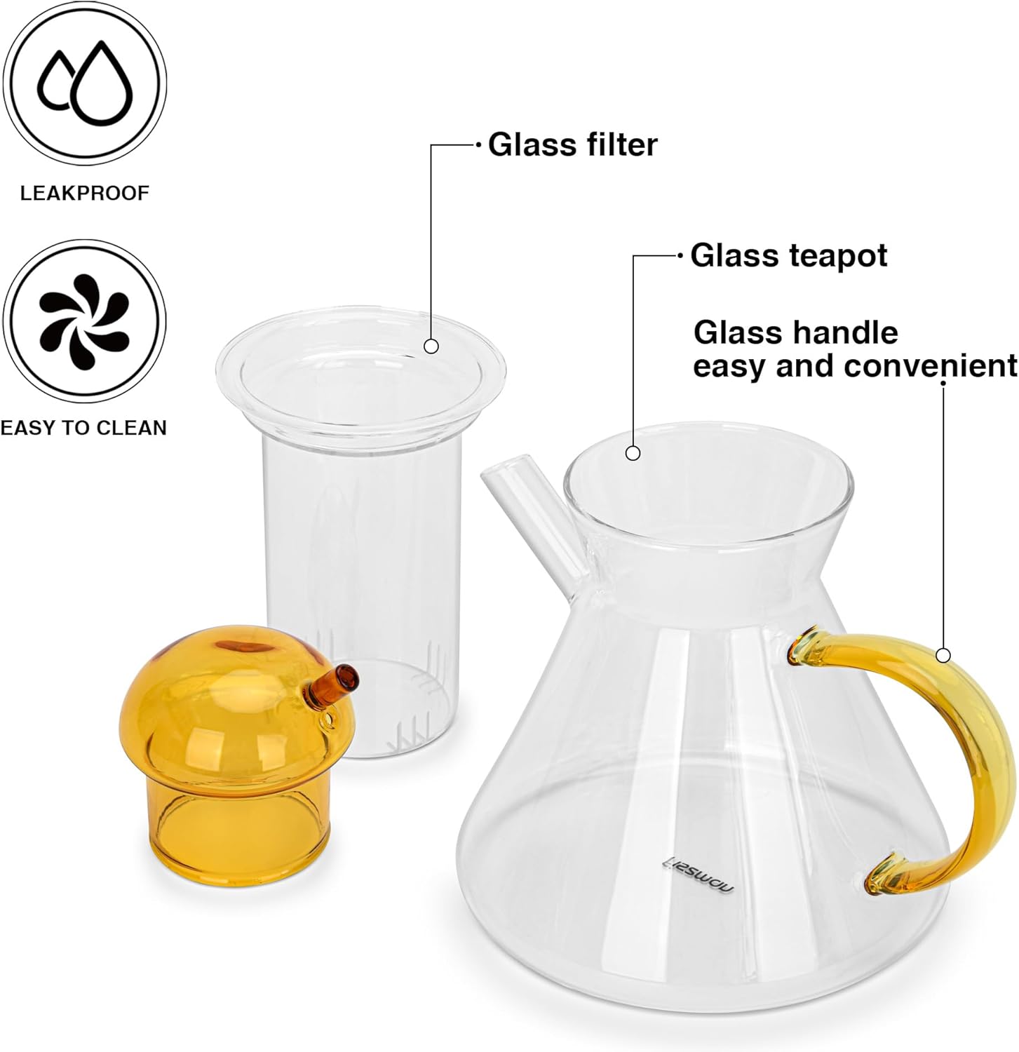 Fissman 950ml Borosilicate Glass Teapot with Infuser Filter