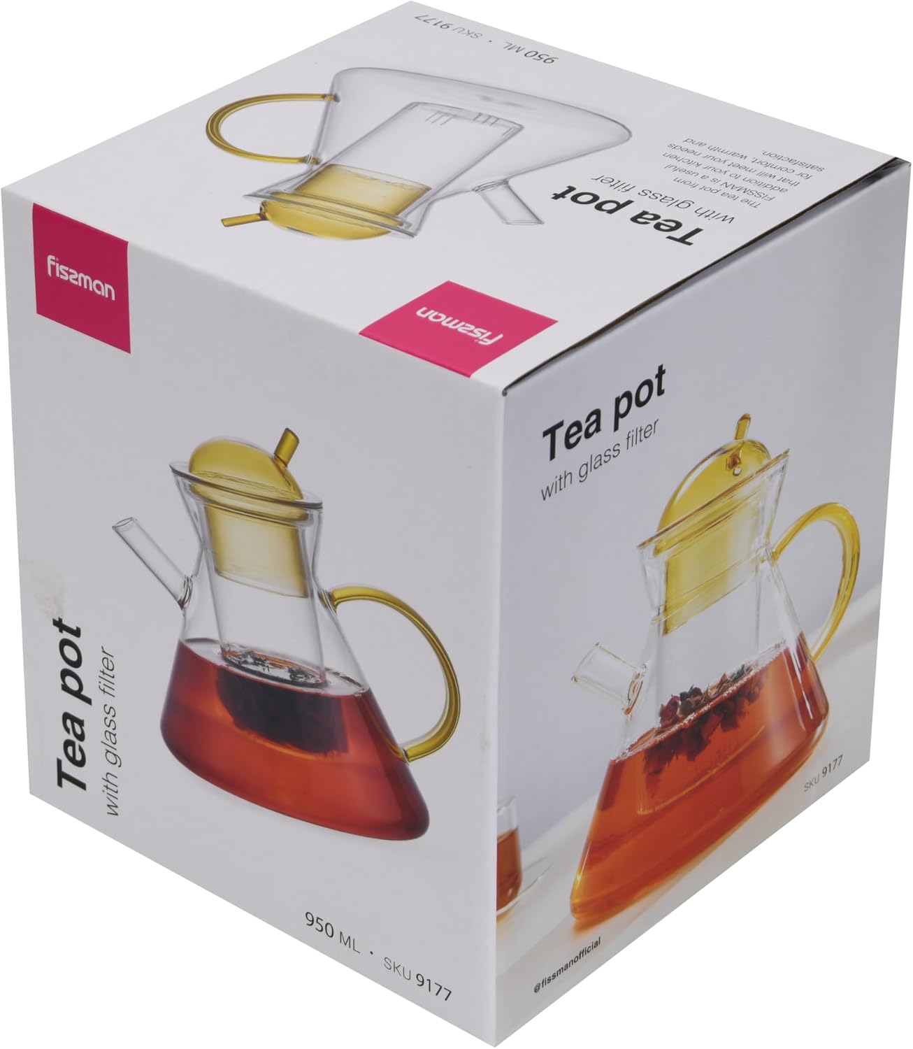 Fissman 950ml Borosilicate Glass Teapot with Infuser Filter