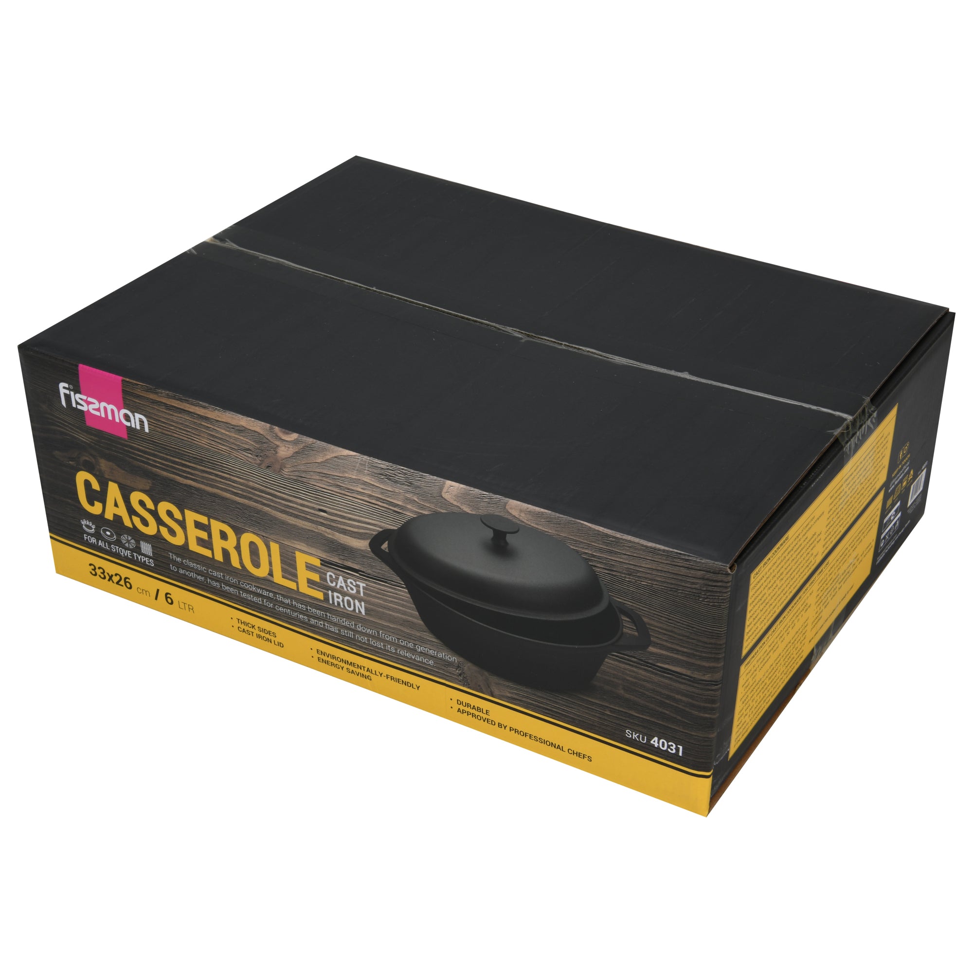 Fissman Casserole with Lid 33cm/6LTR with Lid (Cast Iron)