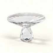 Touche Deco Luna clear hand faceted crystal pedestal bowl front view
