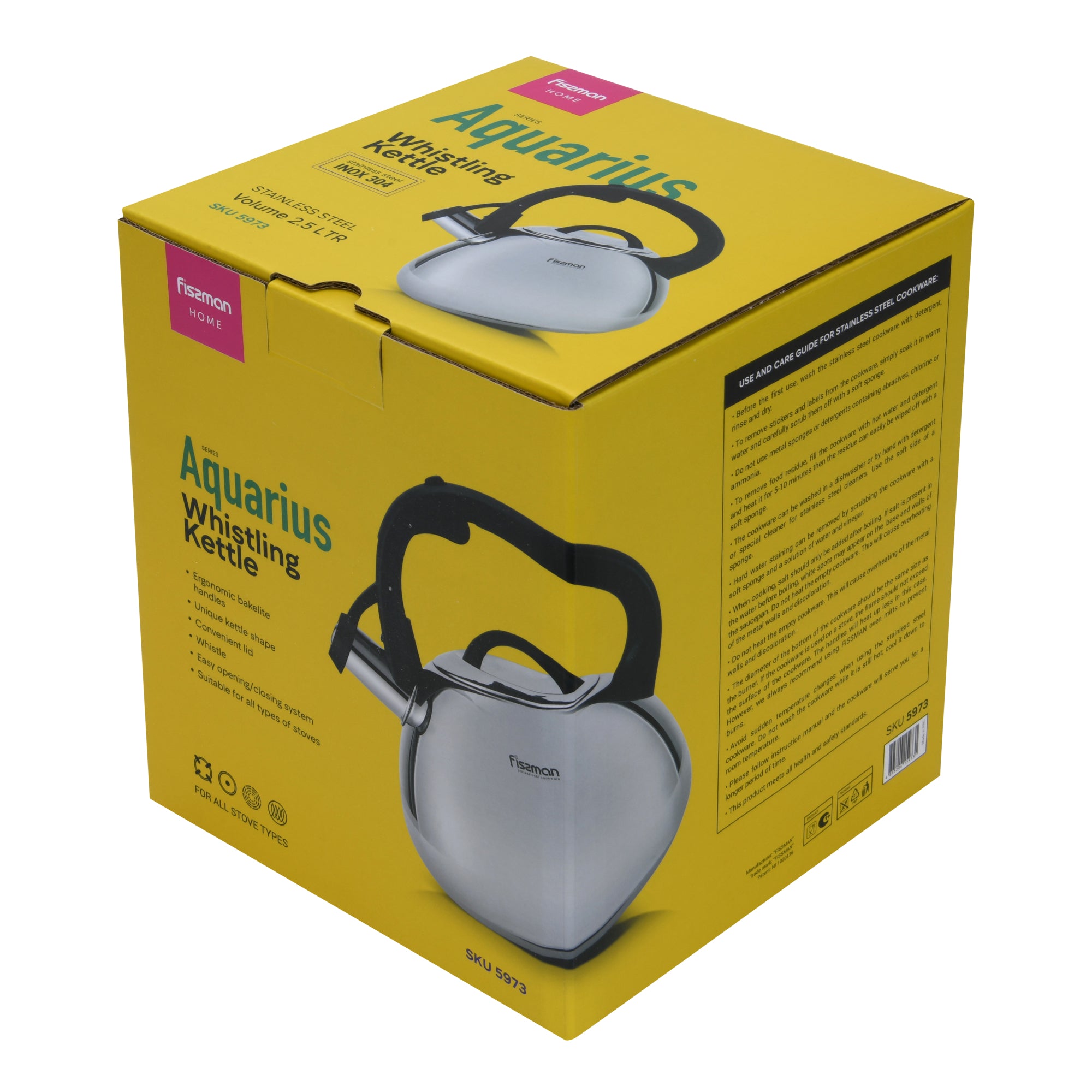 Fissman Whistling Kettle 2.5LTR Stainless Steel Aquarius