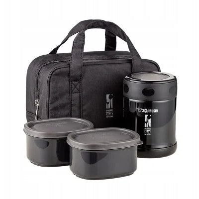 Zojirushi Stainless Steel Vacuum Insulated Food Jar 0.35L Black SW-EZE35-BA front view