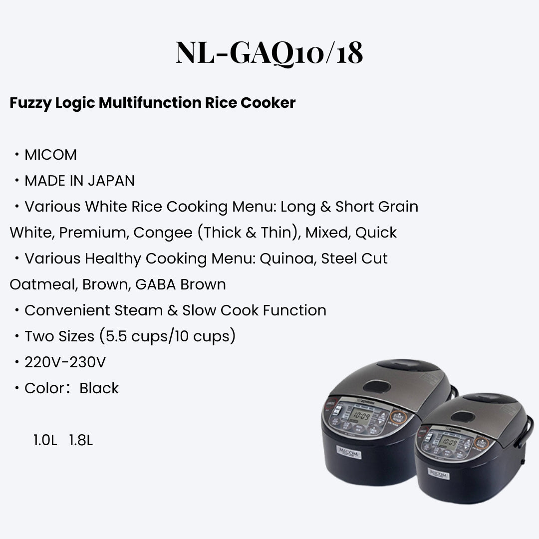 Zojirushi NL-GAQ10/18 Rice Cooker – Non-Stick, Multi-Menu, Easy to Use, Japanese Quality