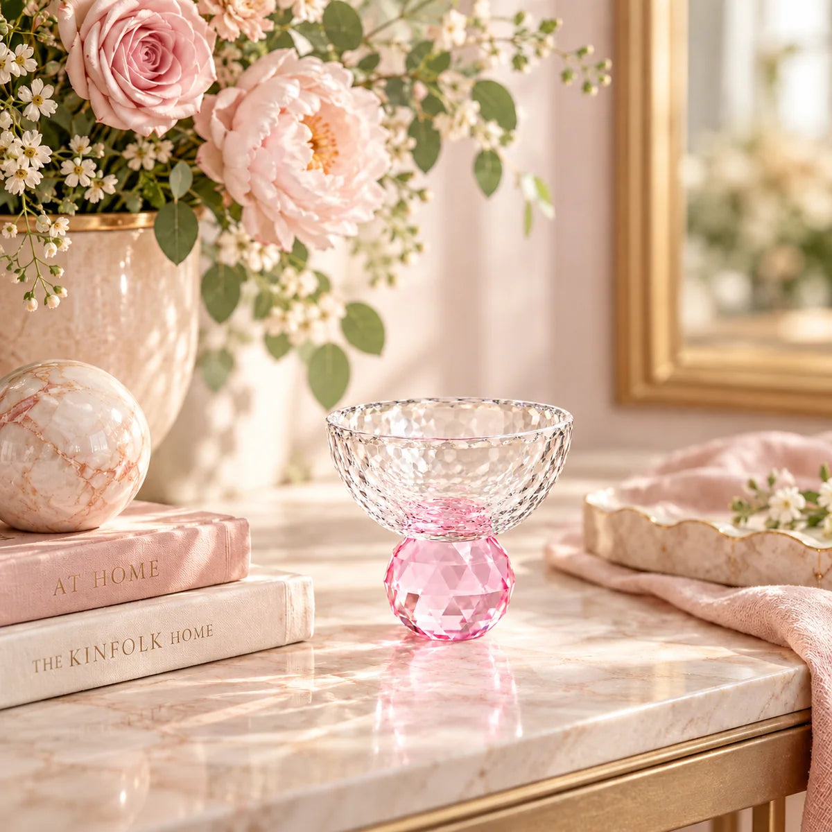 Touche Deco Floral Rose Decorative glass Bowl- Lumina Collection