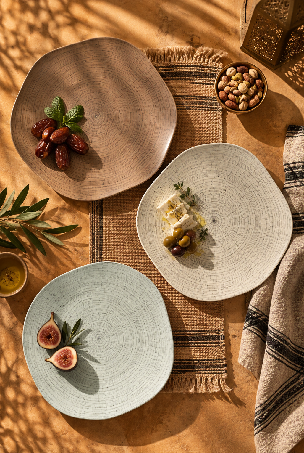 Tognana Melamine Plates Flat Plate/Deep Plate-White/Beige/Brown-Show Plate Fossil