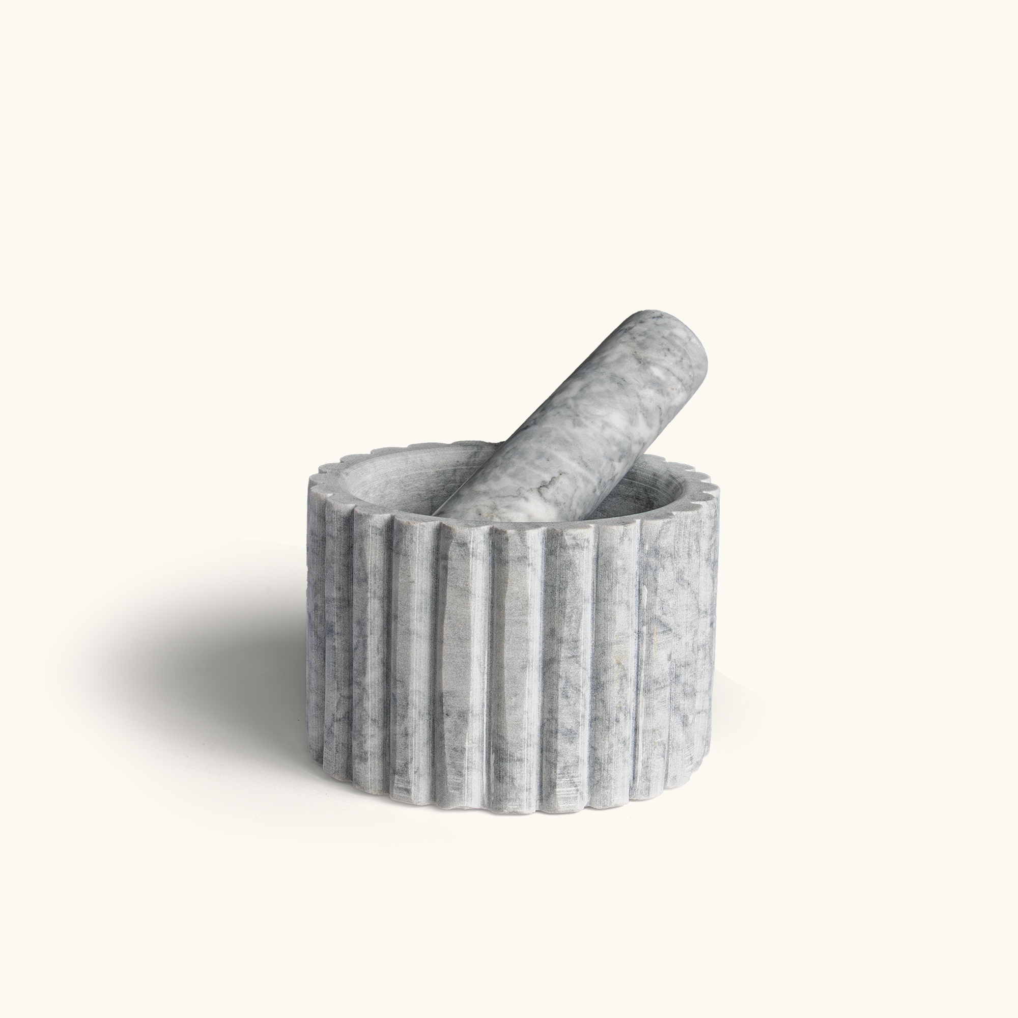 Touche Deco Fluted Marble Mortar & Pestle